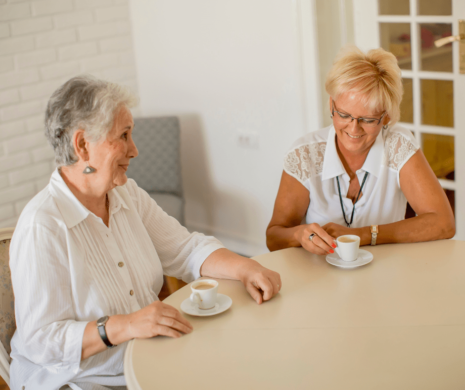 Two women talking One-on-one consultation