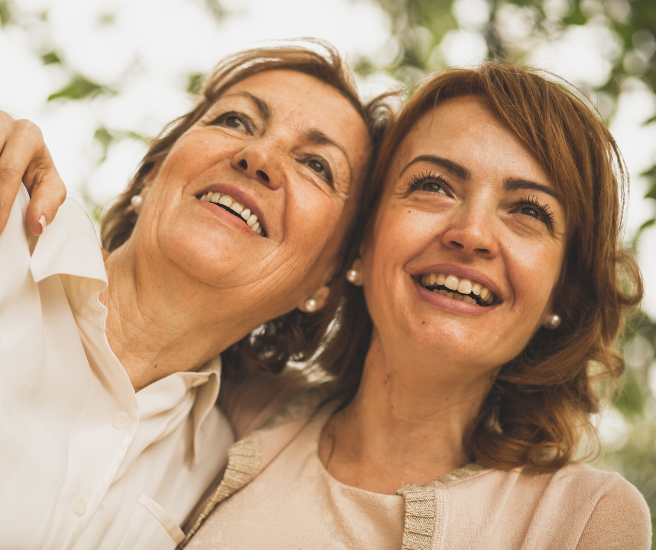 A woman and her elder mom laughing